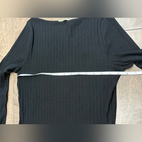 Madewell Women's Ribbed Long Sleeve Boatneck Top in Jet Black, Size Medium - Picture 6 of 7
